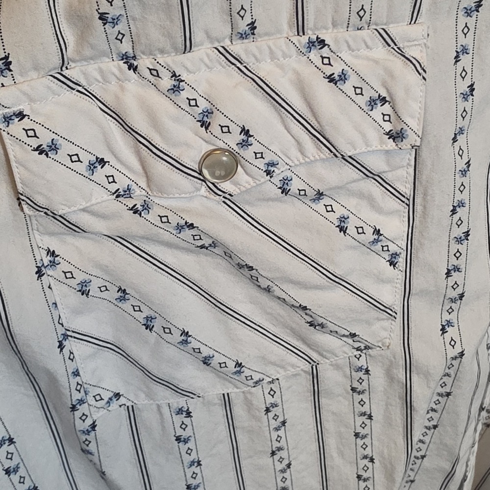Bullhead Western Style Men's White Blue Striped Button-Up Shirt XXL - Picture 4 of 10